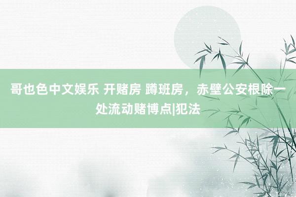 哥也色中文娱乐 开赌房 蹲班房，赤壁公安根除一处流动赌博点|犯法