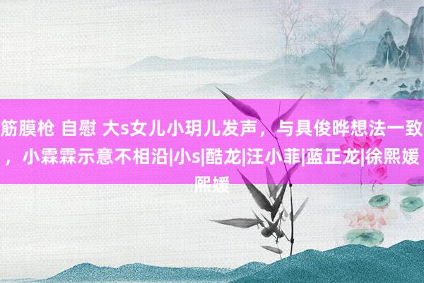 筋膜枪 自慰 大s女儿小玥儿发声，与具俊晔想法一致，小霖霖示意不相沿|小s|酷龙|汪小菲|蓝正龙|徐熙媛