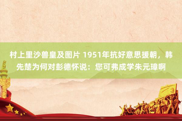 村上里沙兽皇及图片 1951年抗好意思援朝，韩先楚为何对彭德怀说：您可弗成学朱元璋啊