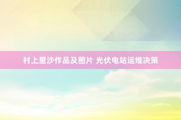 村上里沙作品及图片 光伏电站运维决策